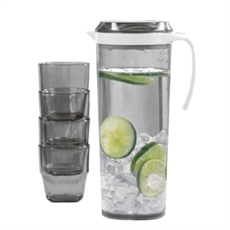 Kann Set med 4 Glas, Rökfärgad Plast.